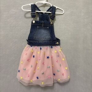 Wonder Nation Girls Overall Tutu Dress Pink with Stars 2T